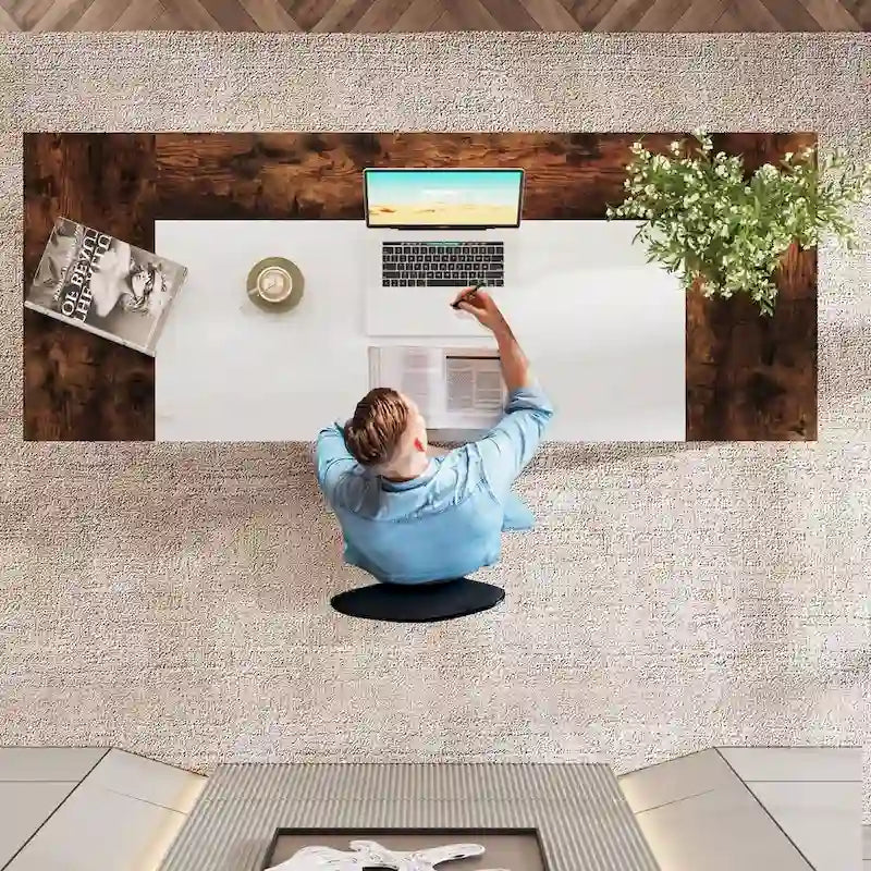 Grand bureau de direction de 160 cm avec étagères inférieures