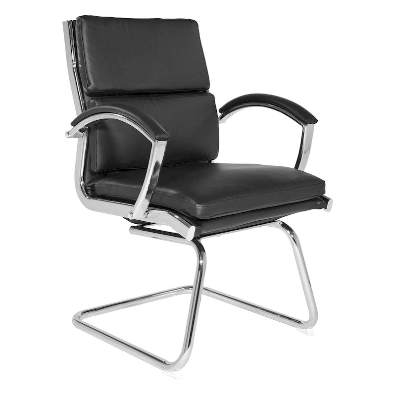 Chaise visiteur mi-dossier en similicuir