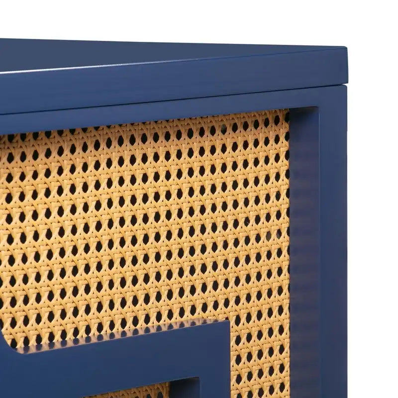 Bureau 1 tiroir en bois et rotin