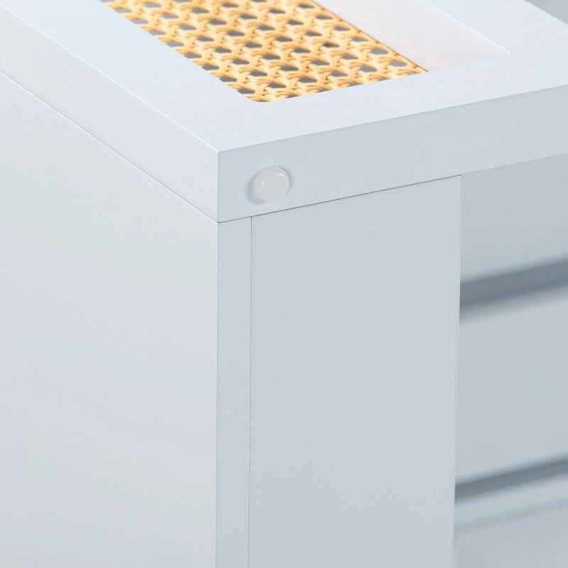 Bureau 1 tiroir en bois et rotin