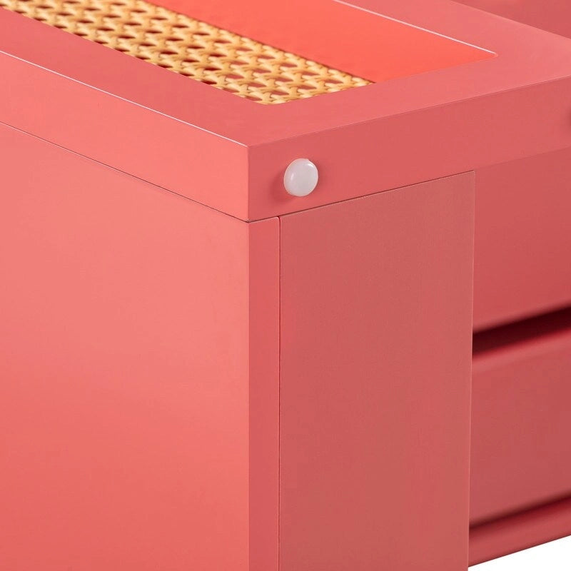 Bureau 1 tiroir en bois et rotin