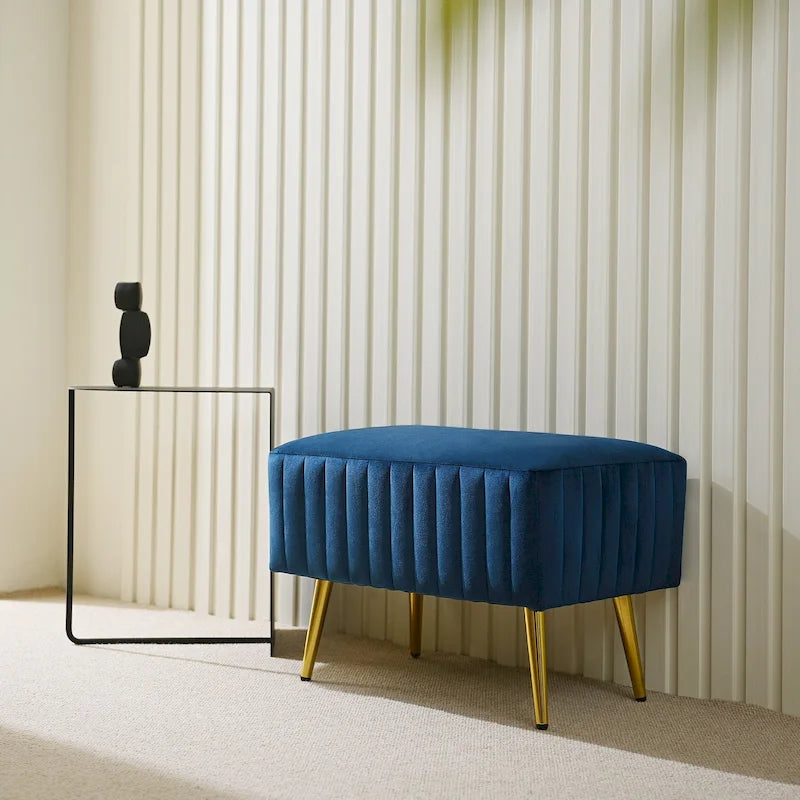 Banc d'entrée moderne rembourré de 61 cm avec siège en velours