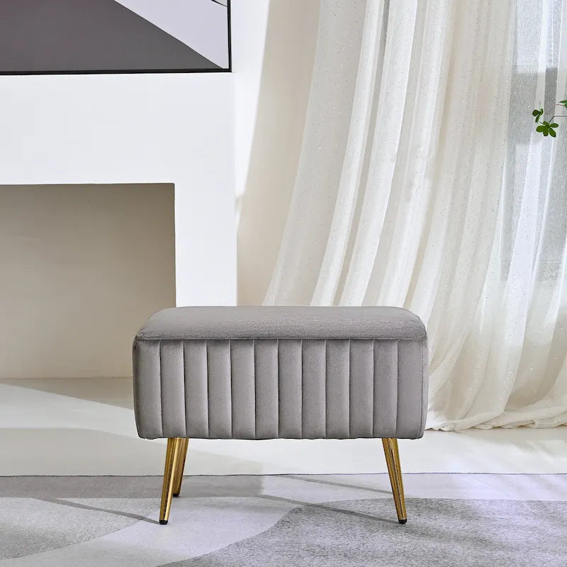 Banc d'entrée moderne rembourré de 61 cm avec siège en velours