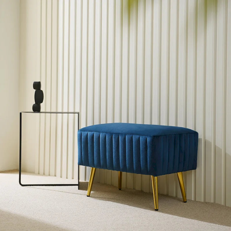 Banc d'entrée moderne rembourré de 61 cm avec siège en velours