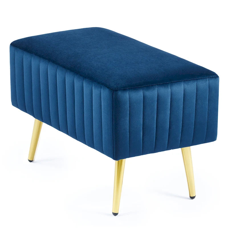 Banc d'entrée moderne rembourré de 61 cm avec siège en velours
