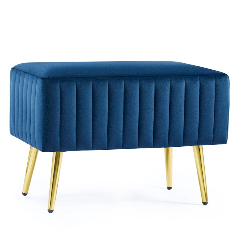 Banc d'entrée moderne rembourré de 61 cm avec siège en velours