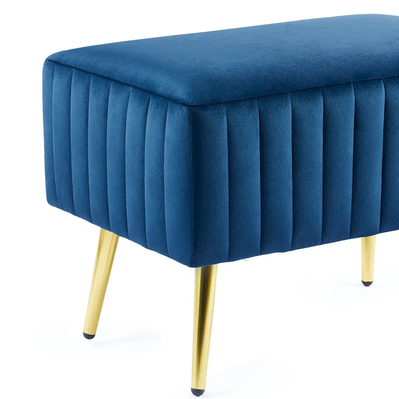 Banc d'entrée moderne rembourré de 61 cm avec siège en velours