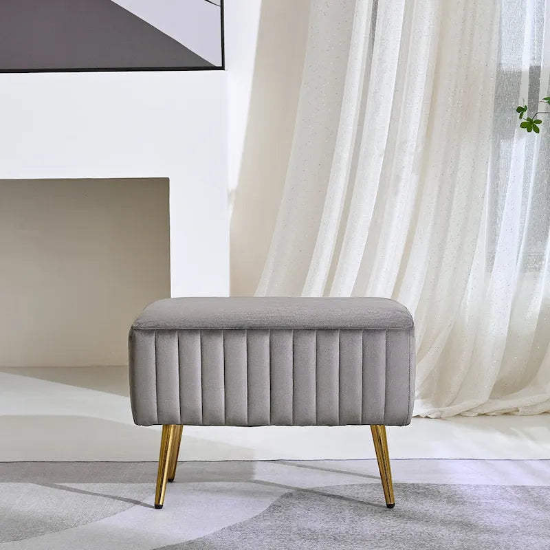 Banc d'entrée moderne rembourré de 61 cm avec siège en velours
