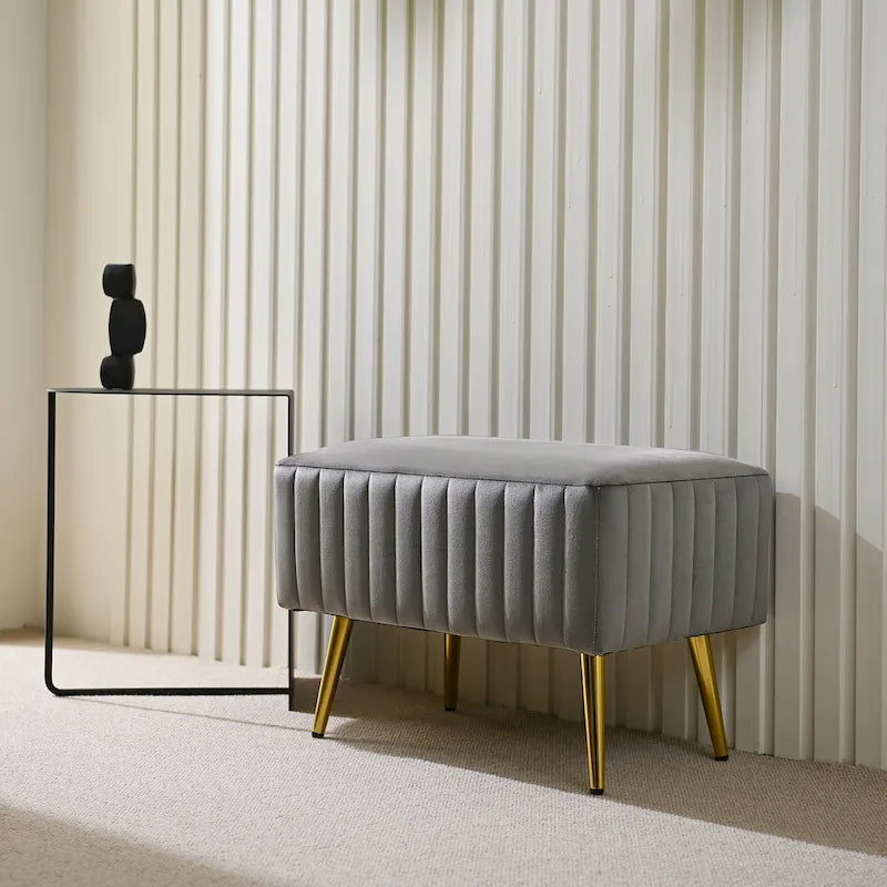 Banc d'entrée moderne rembourré de 61 cm avec siège en velours