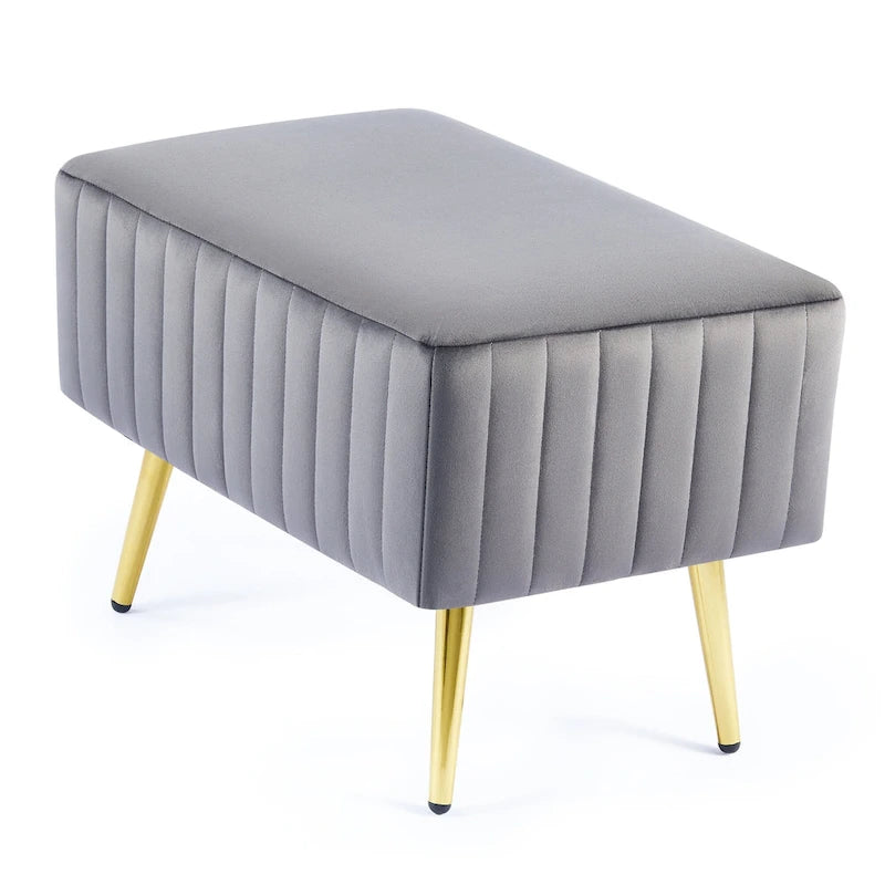 Banc d'entrée moderne rembourré de 61 cm avec siège en velours