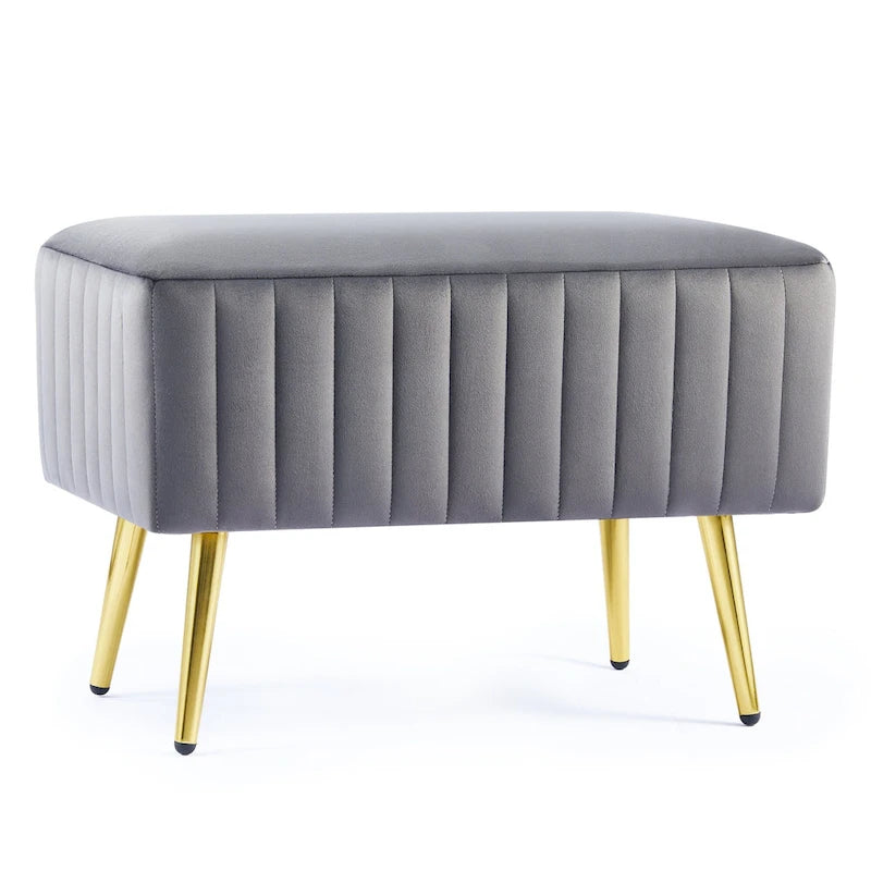 Banc d'entrée moderne rembourré de 61 cm avec siège en velours