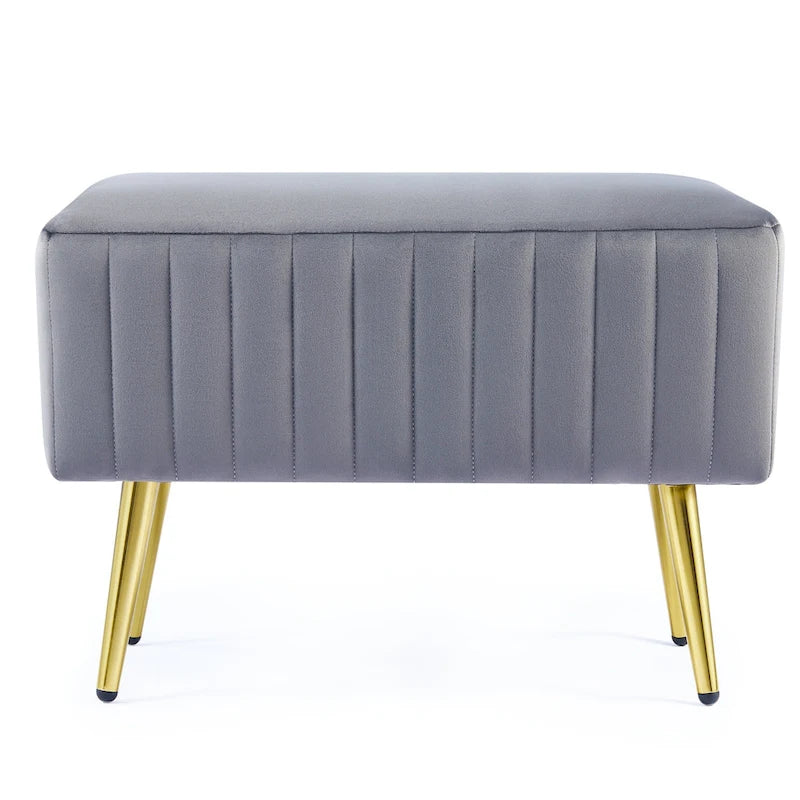 Banc d'entrée moderne rembourré de 61 cm avec siège en velours