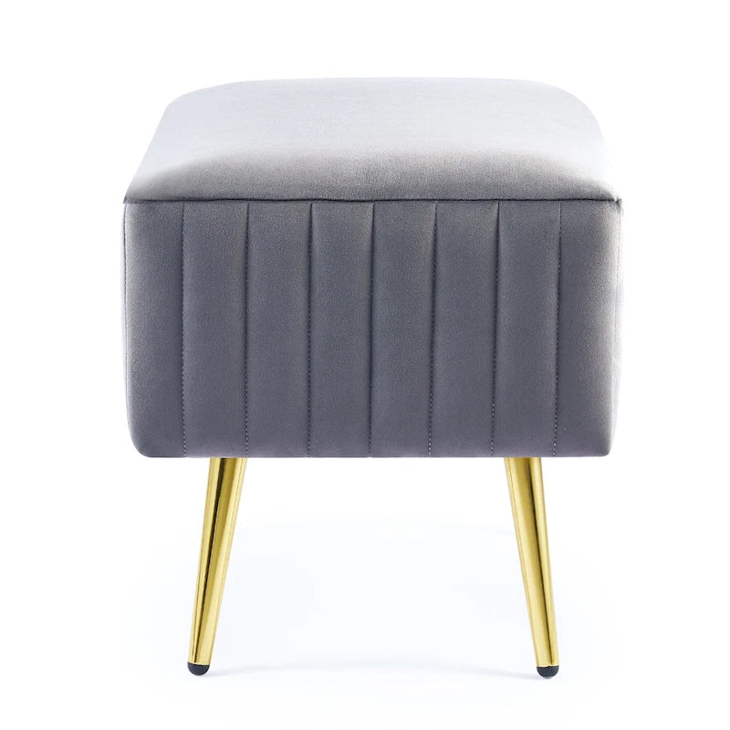 Banc d'entrée moderne rembourré de 61 cm avec siège en velours