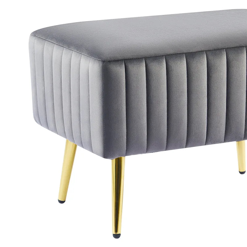 Banc d'entrée moderne rembourré de 61 cm avec siège en velours