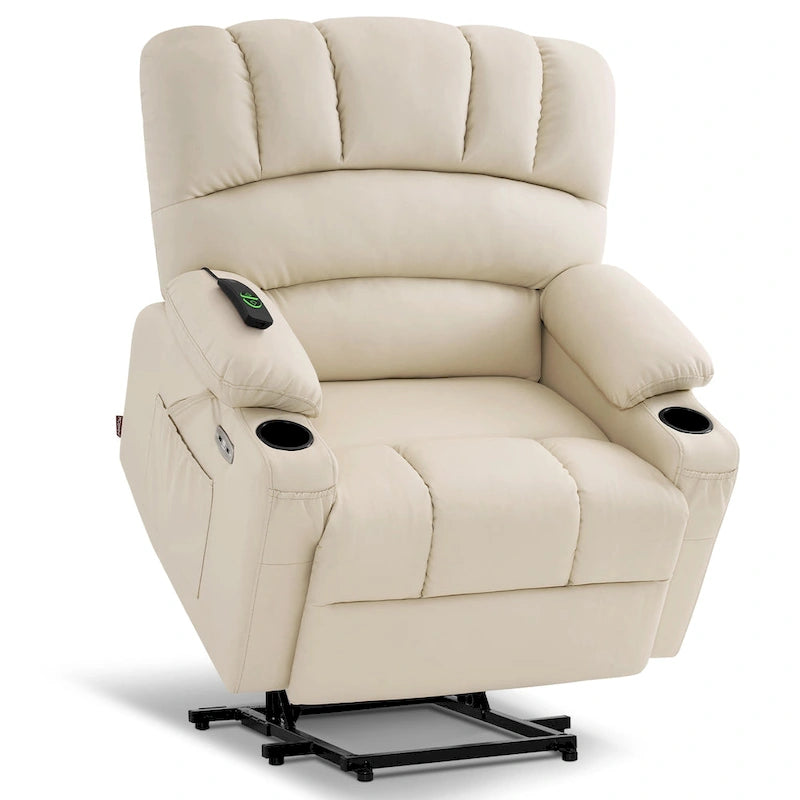 Fauteuil inclinable releveur électrique avec massage et chaleur, en similicuir (Moyen-Large)