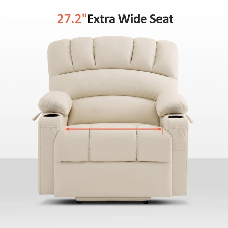 Fauteuil inclinable releveur électrique avec massage et chaleur, en similicuir (Moyen-Large)