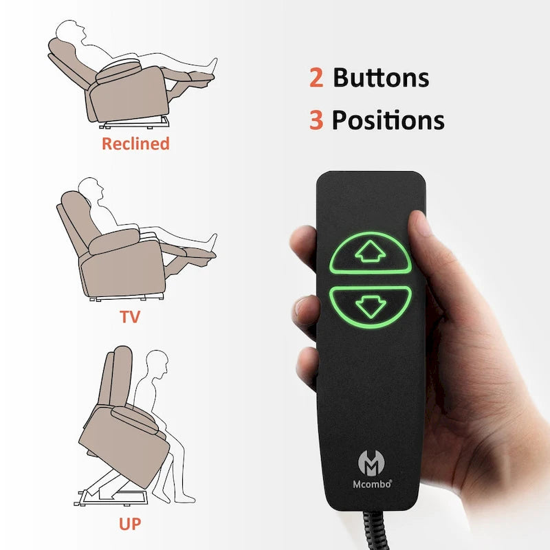 Fauteuil inclinable releveur électrique avec massage et chaleur, en similicuir (Moyen-Large)