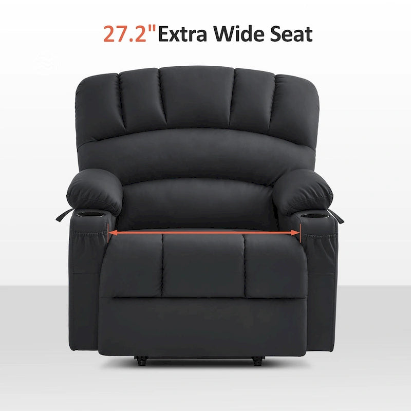 Fauteuil inclinable releveur électrique avec massage et chaleur, en similicuir (Moyen-Large)