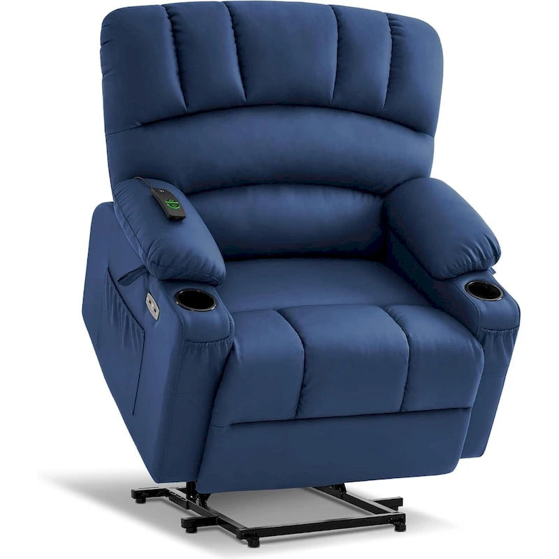 Fauteuil inclinable releveur électrique avec massage et chaleur, en similicuir (Moyen-Large)