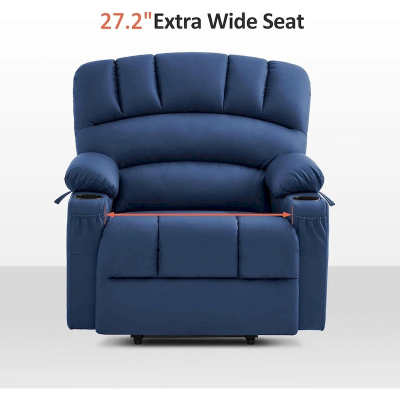 Fauteuil inclinable releveur électrique avec massage et chaleur, en similicuir (Moyen-Large)