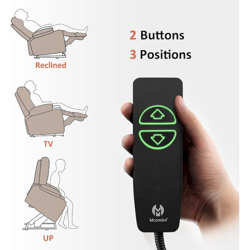Fauteuil inclinable releveur électrique avec massage et chaleur, en similicuir (Moyen-Large)