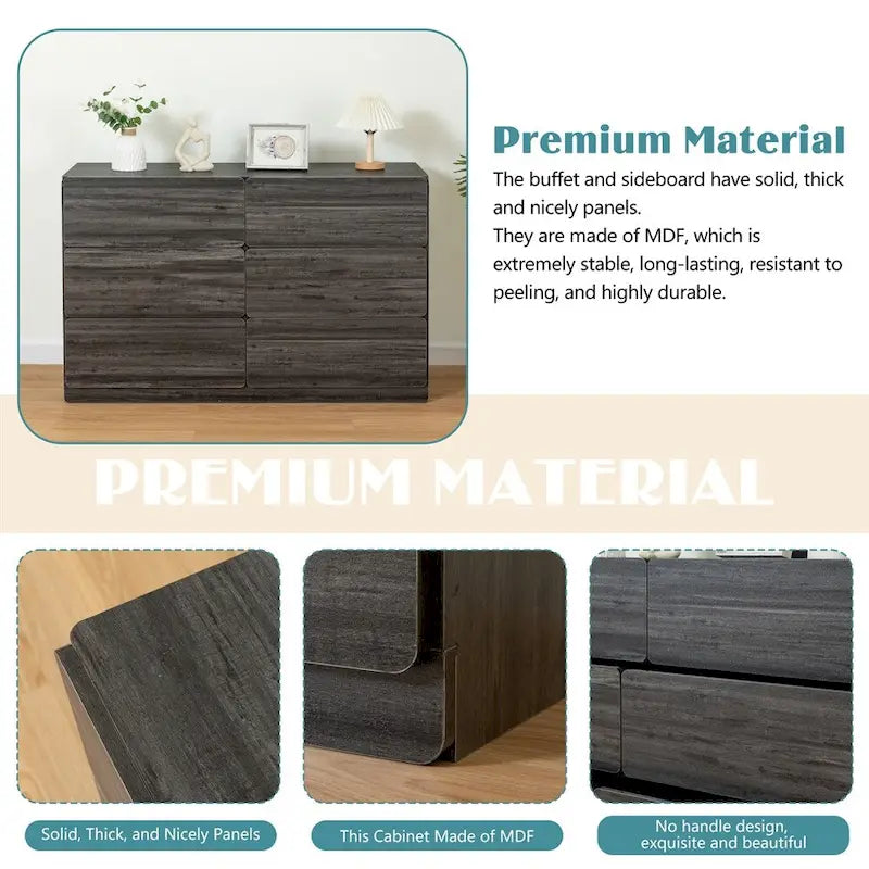 Commode en bois à six tiroirs
