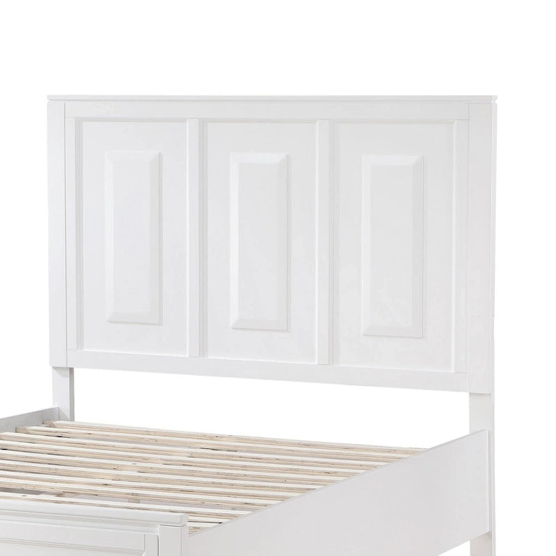 Lit plateforme avec 2 tiroirs de rangement, fini bois blanc