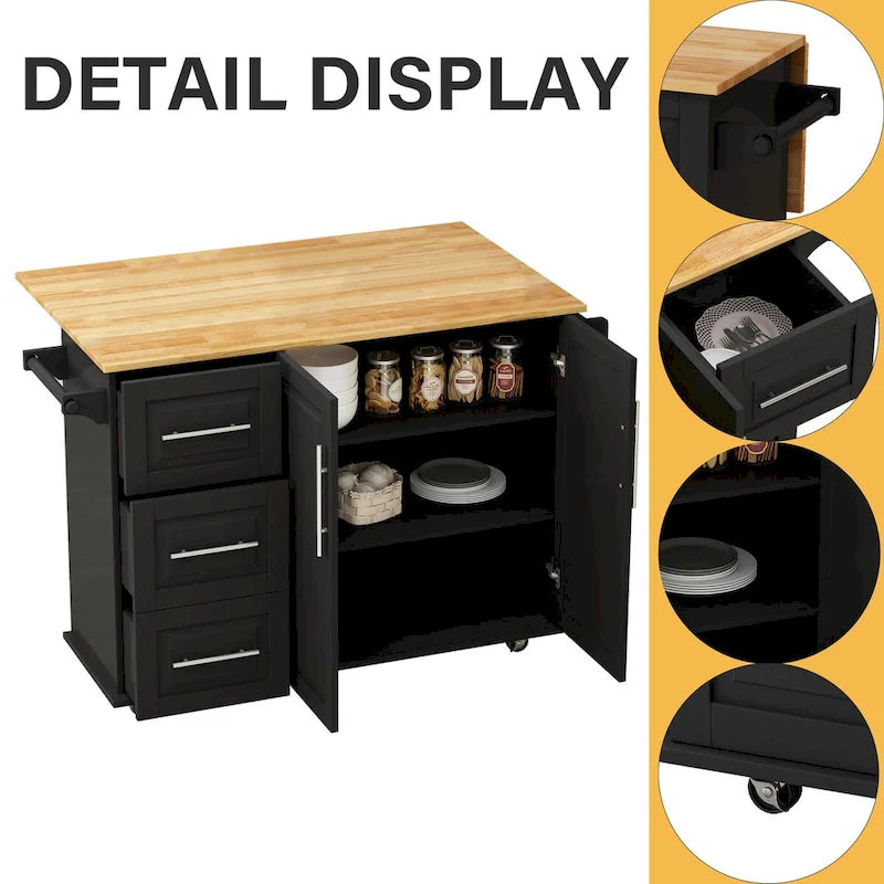 Desserte de cuisine avec placard à 2 portes et 3 tiroirs