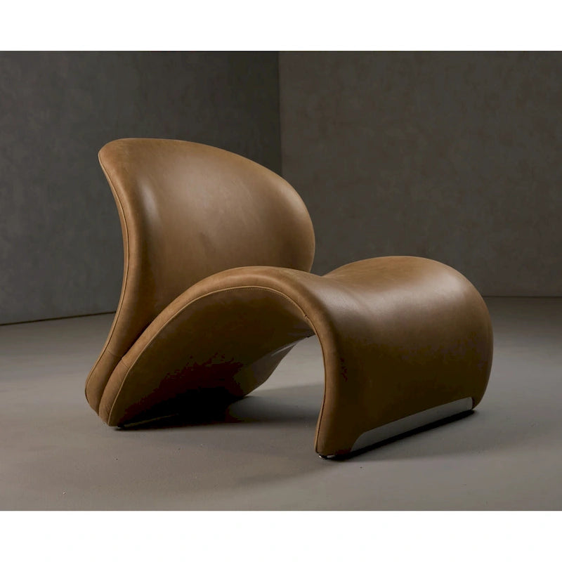 Fauteuil d'appoint moderne en cuir marron