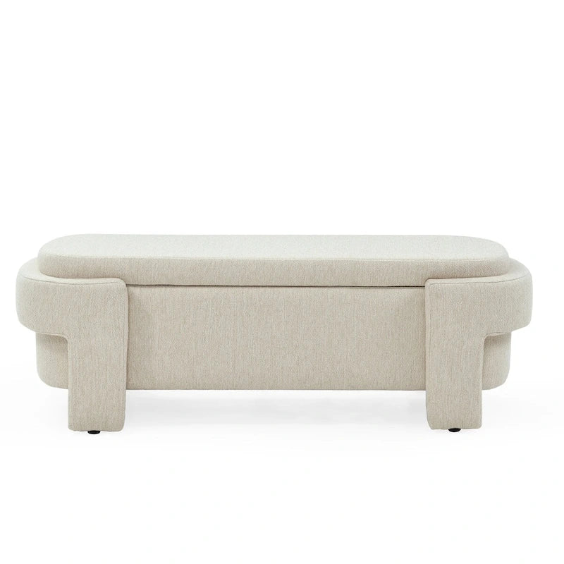 Banc rembourré en tissu de lin avec grand espace de rangement - 51,5L x 20,5l x 17H
