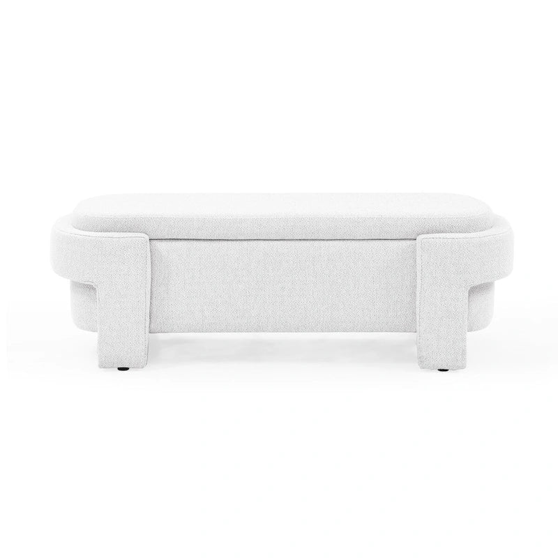 Banc rembourré en tissu de lin avec grand espace de rangement - 51,5L x 20,5l x 17H