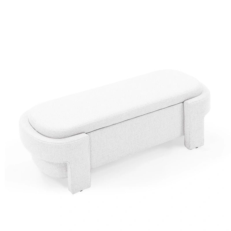 Banc rembourré en tissu de lin avec grand espace de rangement - 51,5L x 20,5l x 17H