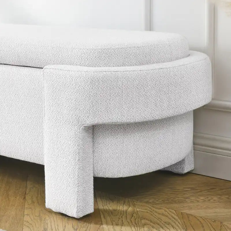 Banc rembourré en tissu de lin avec grand espace de rangement - 51,5L x 20,5l x 17H