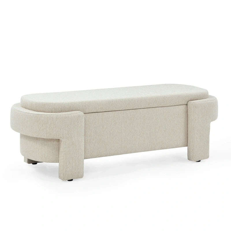 Banc rembourré en tissu de lin avec grand espace de rangement - 51,5L x 20,5l x 17H