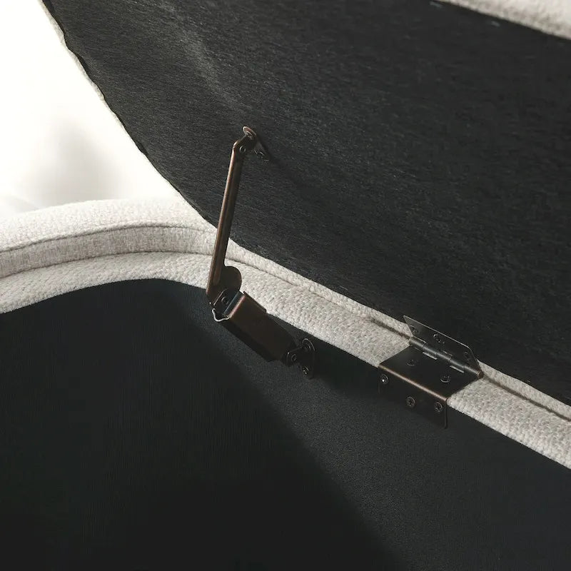 Banc rembourré en tissu de lin avec grand espace de rangement - 51,5L x 20,5l x 17H