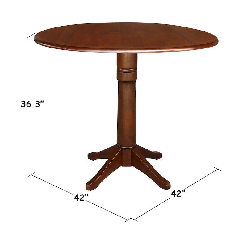 Table ronde à double abattant de 42 po – Espresso