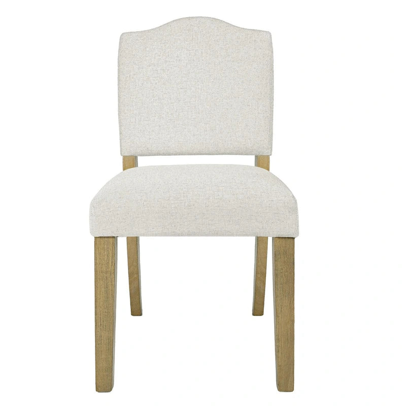 Chaise de salle à manger capitonnée à dossier ouvert – Crème texturé tissé