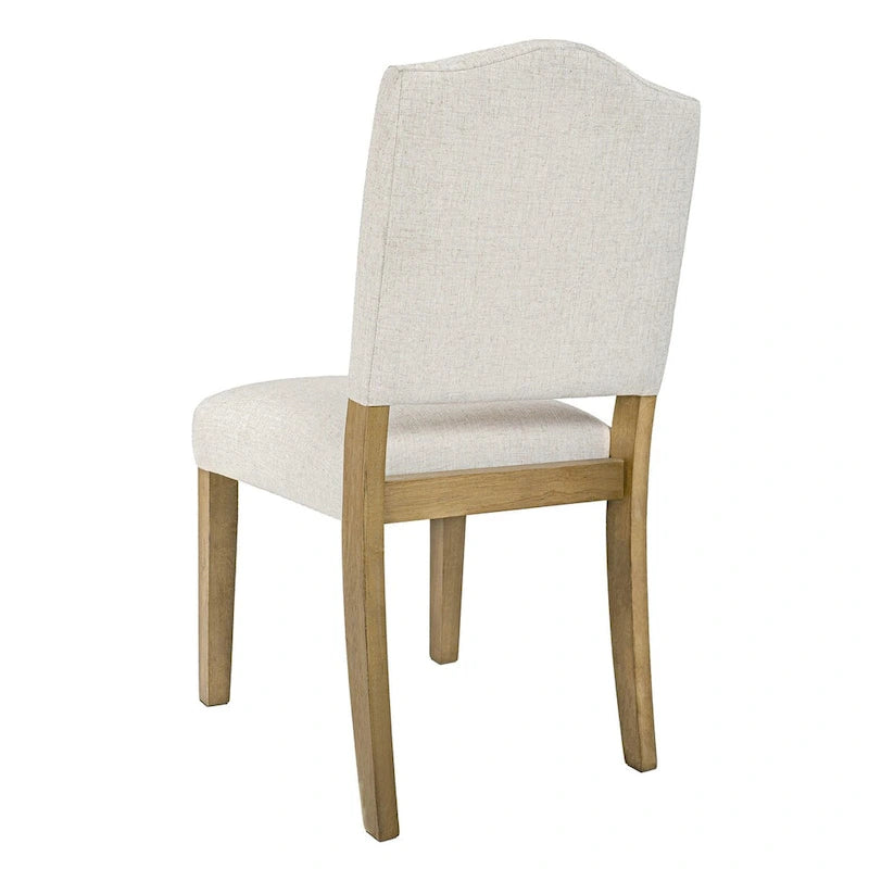 Chaise de salle à manger capitonnée à dossier ouvert – Crème texturé tissé