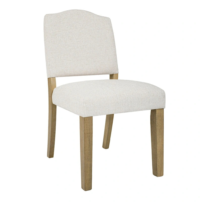 Chaise de salle à manger capitonnée à dossier ouvert – Crème texturé tissé