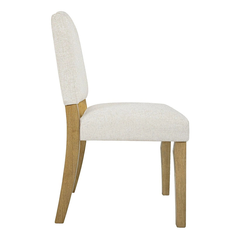 Chaise de salle à manger capitonnée à dossier ouvert – Crème texturé tissé