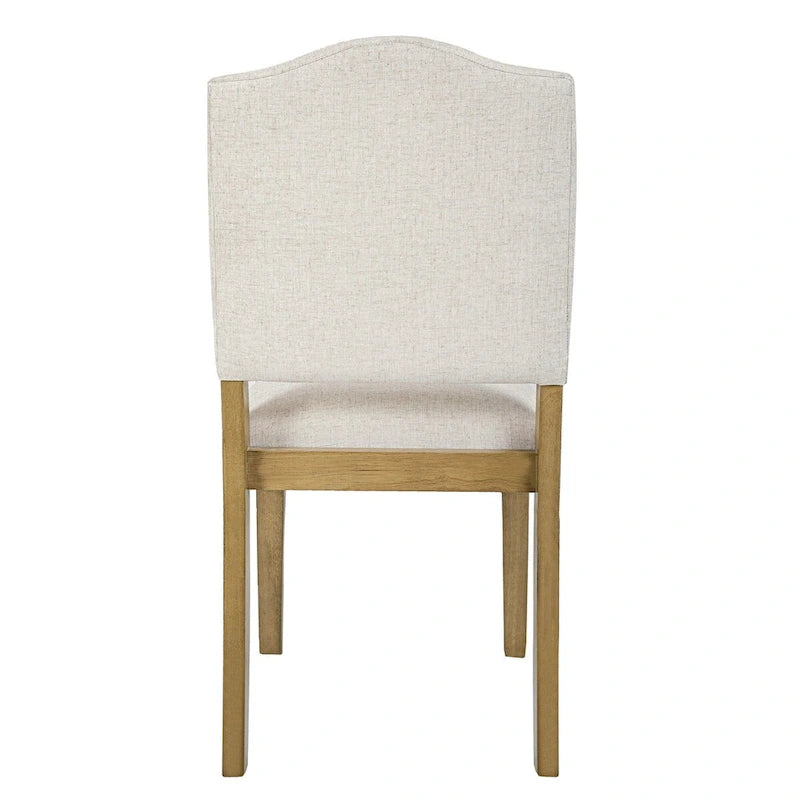 Chaise de salle à manger capitonnée à dossier ouvert – Crème texturé tissé