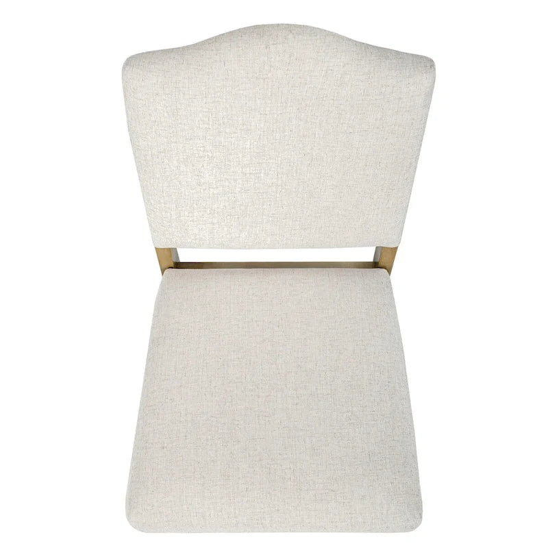 Chaise de salle à manger capitonnée à dossier ouvert – Crème texturé tissé