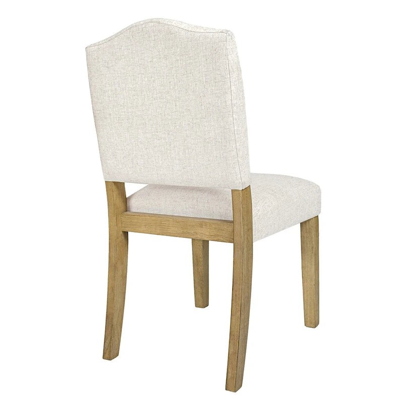 Chaise de salle à manger capitonnée à dossier ouvert – Crème texturé tissé