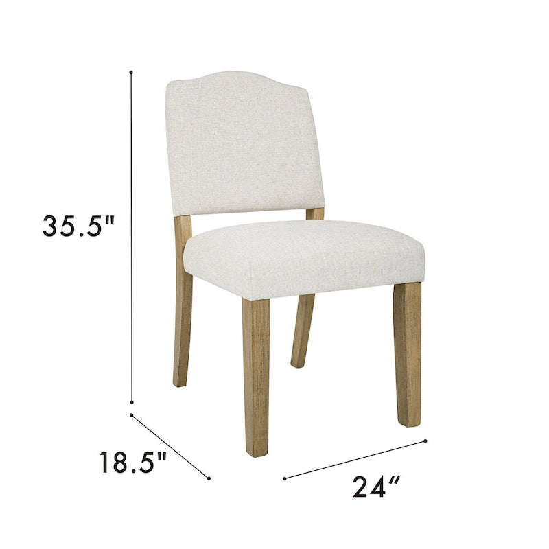 Chaise de salle à manger capitonnée à dossier ouvert – Crème texturé tissé