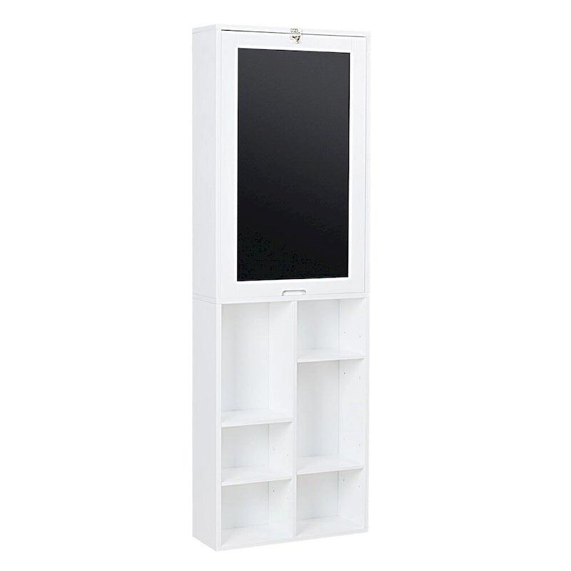 Table de bureau pliante avec meuble de rangement et étagères inférieures, Bureau d'ordinateur avec rangement, Blanc