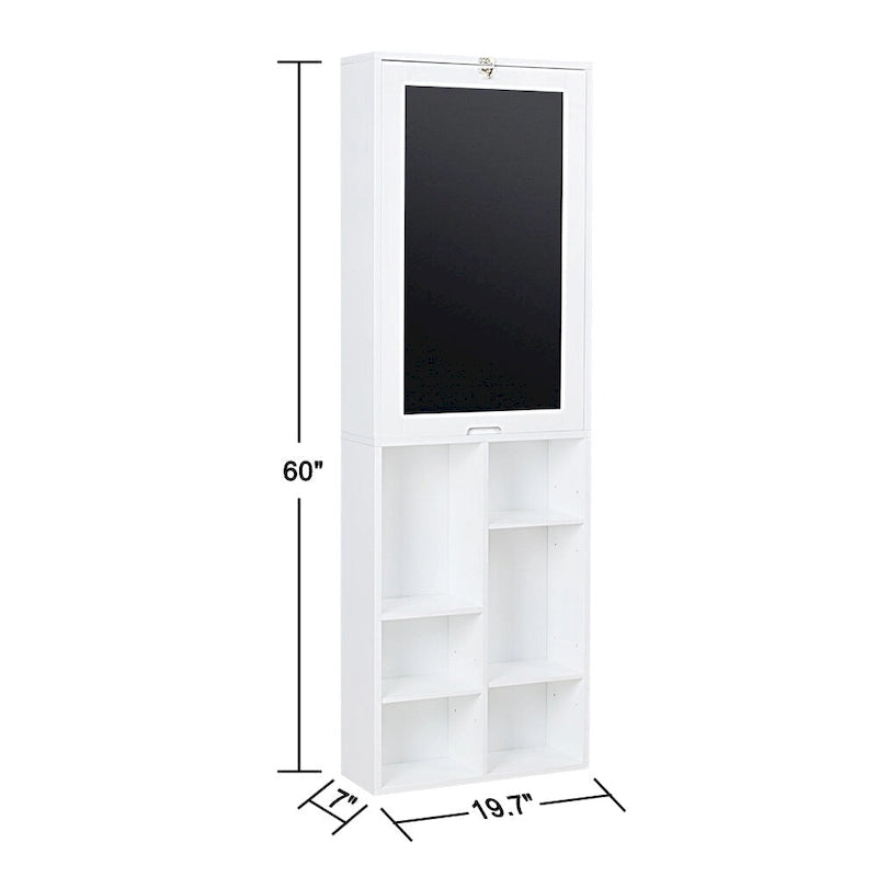 Table de bureau pliante avec meuble de rangement et étagères inférieures, Bureau d'ordinateur avec rangement, Blanc