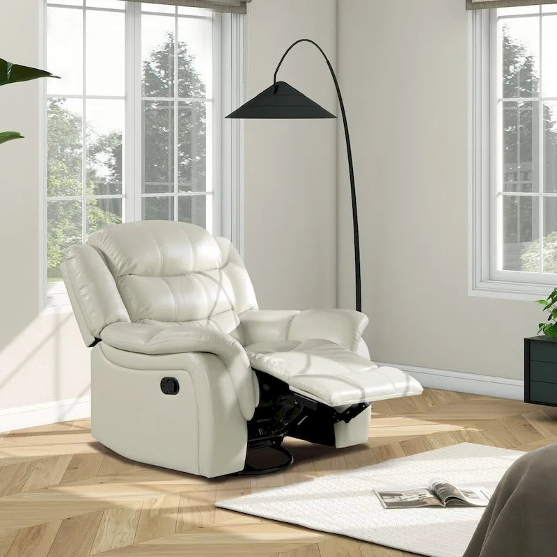 Fauteuil inclinable pivotant et coulissant manuel en similicuir de 41,5 po