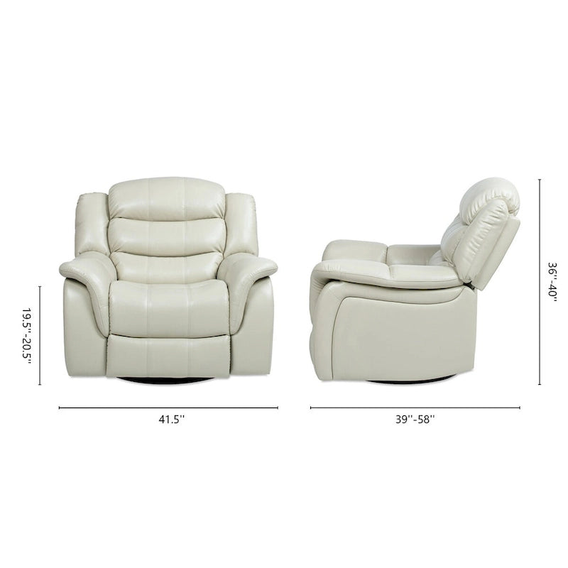 Fauteuil inclinable pivotant et coulissant manuel en similicuir de 41,5 po