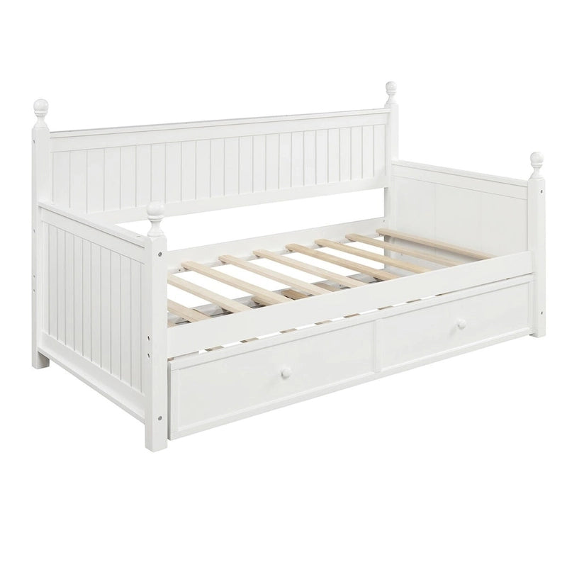 Lit de repos moderne double avec lit gigogne et rangement dissimulé White+Trundle
