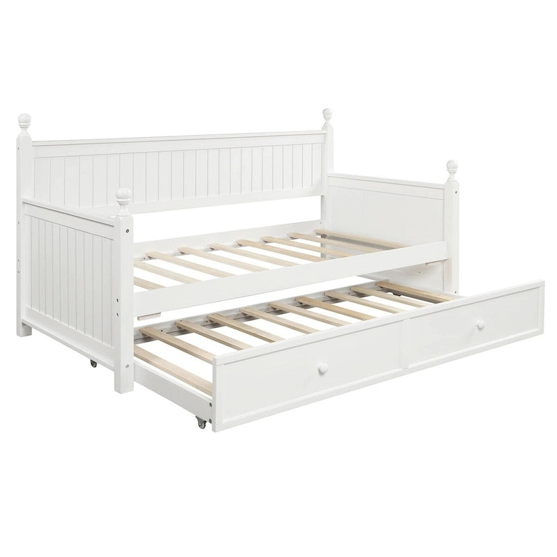 Lit de repos moderne double avec lit gigogne et rangement dissimulé White+Trundle